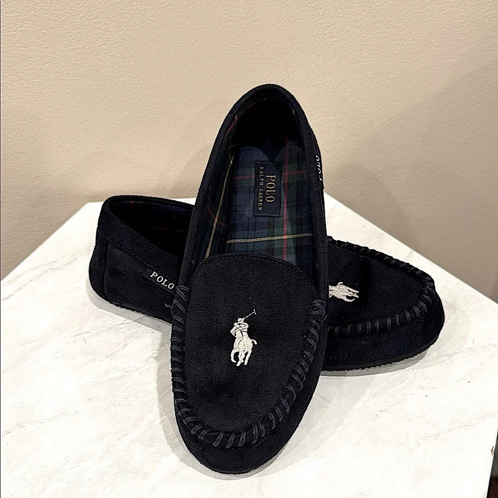 🔥Polo by Ralph Lauren Navy Loafers with Embroidered Logo🔥